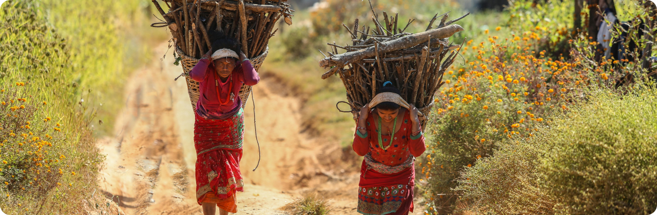 Rural women walking